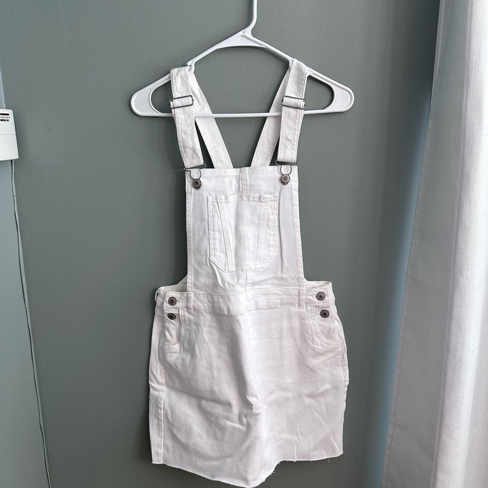 Love Tree White Denim Overall Dress